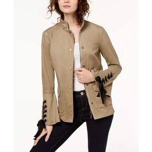 INC International Concepts Lace-Up Modern‎ Utility Jacket M Boho Neutral Western